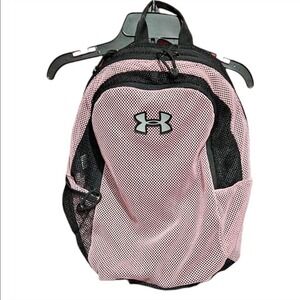 Under Armour Pink Black Hustle‎ Mesh Backpack Bag Gym School Sport UA